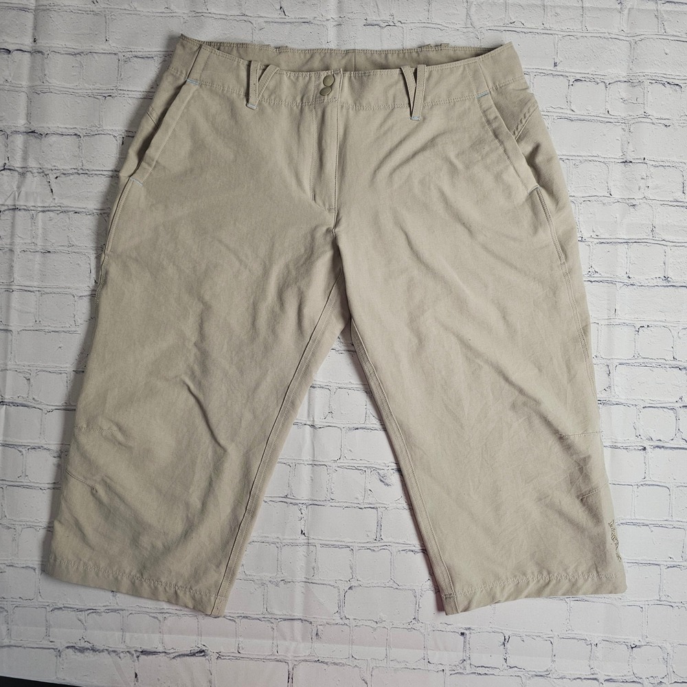 Marmot Womens Tan Hiking Capri Pants Size 8 L6686-1-SUN Nylon Stretch Trekking